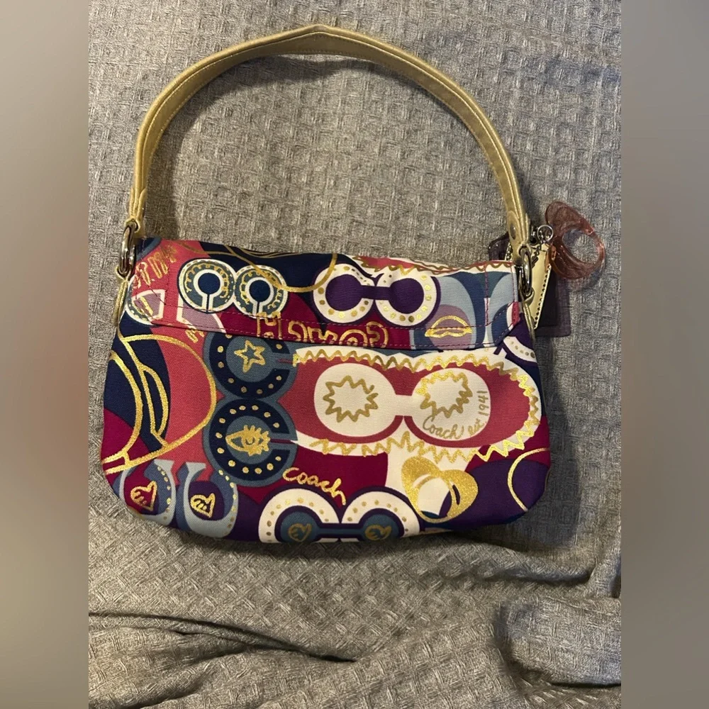 Coach Poppy Collection Baquette Purse Bag In Bright Pink, Purple, Gold NWOT - Picture 10 of 15